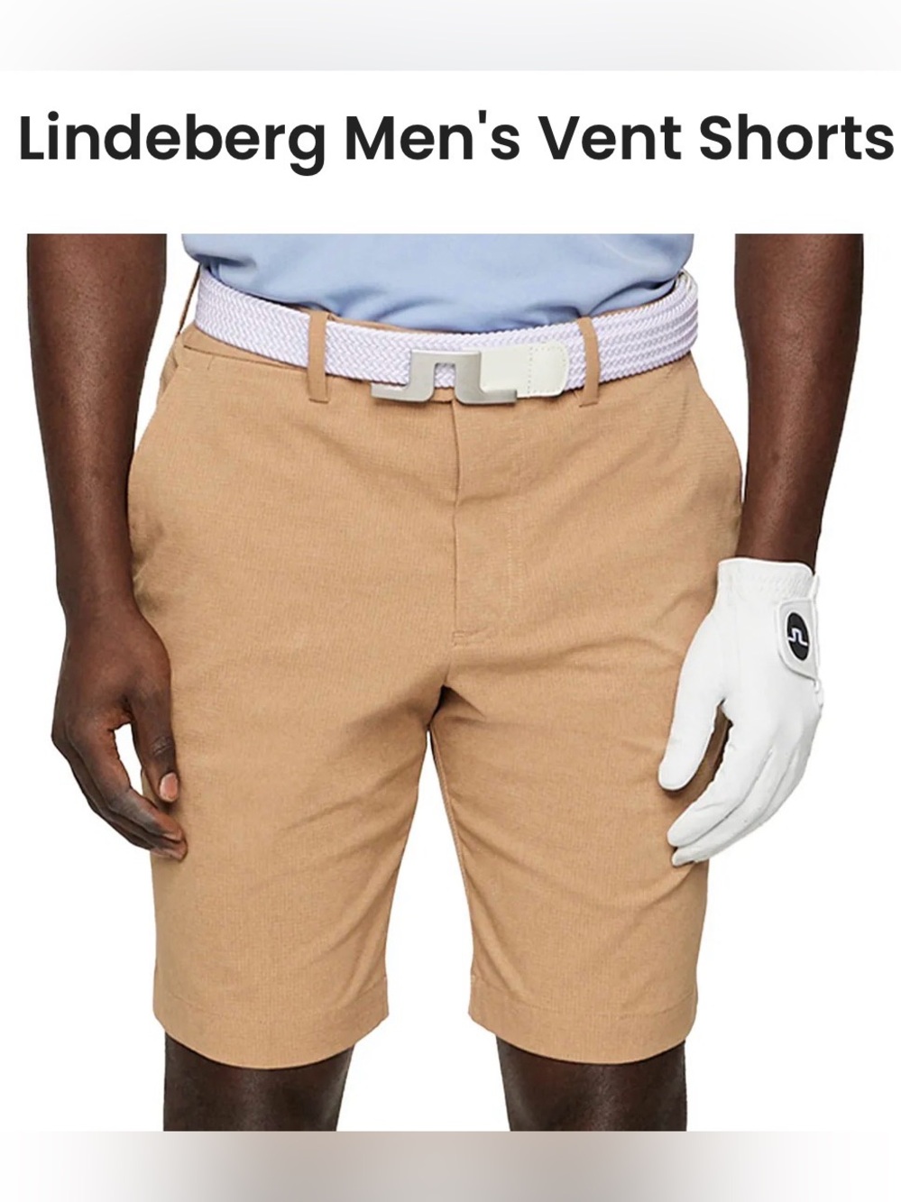 J.Lindeberg Men’s Tan Camel Golf Athletic Shorts NWT Size 30 Vent Tigers Eye